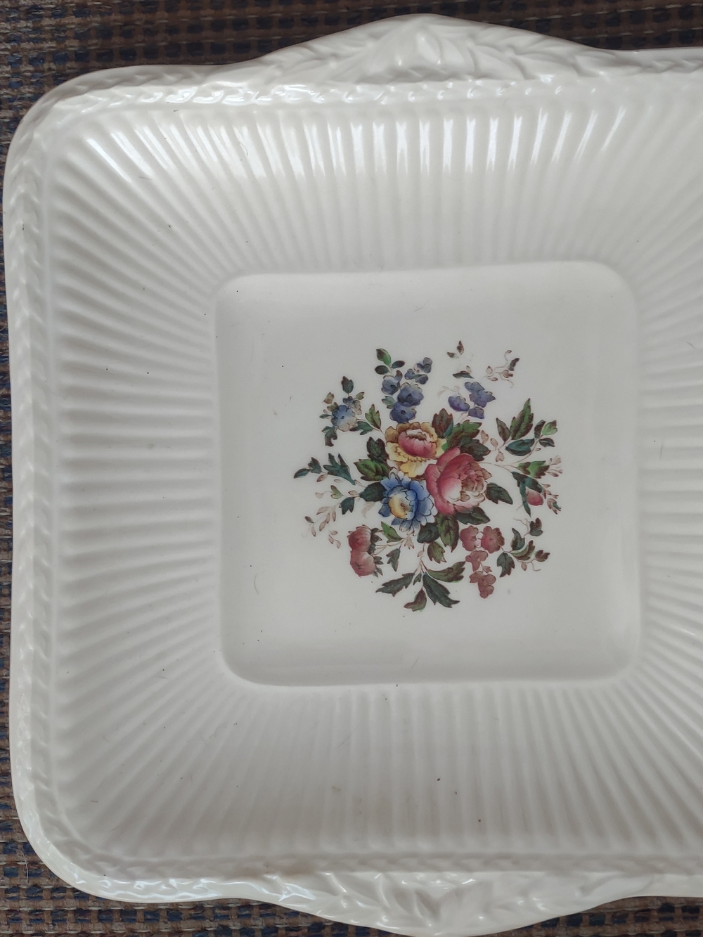 Vintage Conway Wedgwood Edme Floral White Serving Dish - Square Plate - England